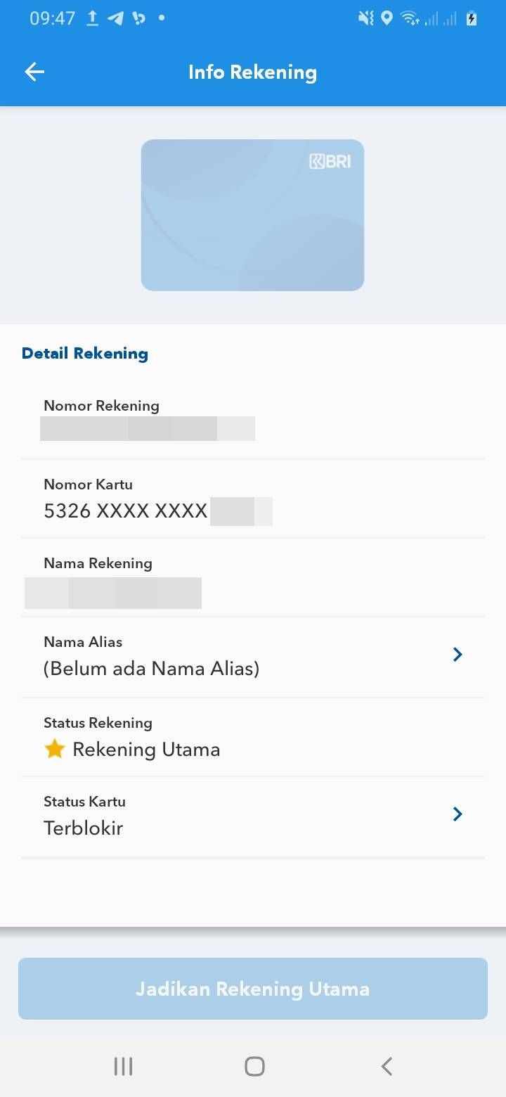 Kartu ATM BRI Terblokir