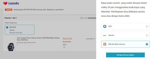 Cara bayar Lazada di BRI Link