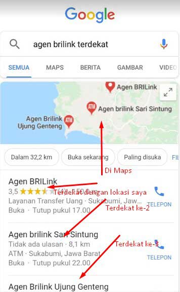 menemukan Agen BRILink terdekat