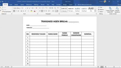 transaksi Agen BRILink