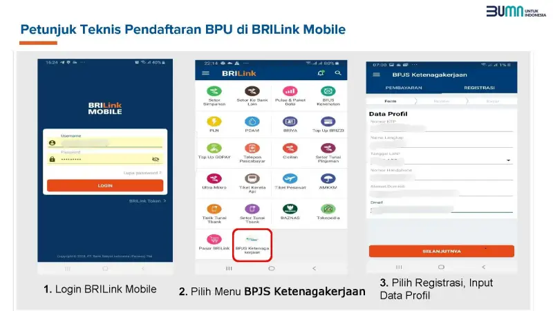 Cara pendaftaran BPJS Ketenagakerjaan melalui aplikasi BRILink mobile