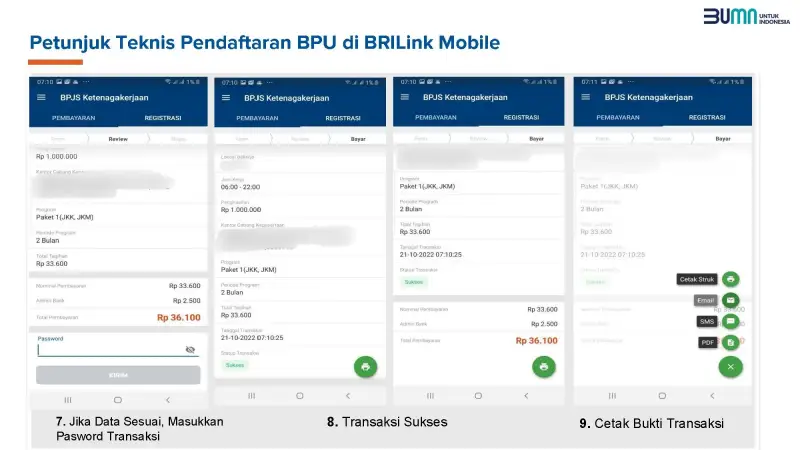 Cara pendaftaran BPJS Ketenagakerjaan melalui aplikasi BRILink mobile